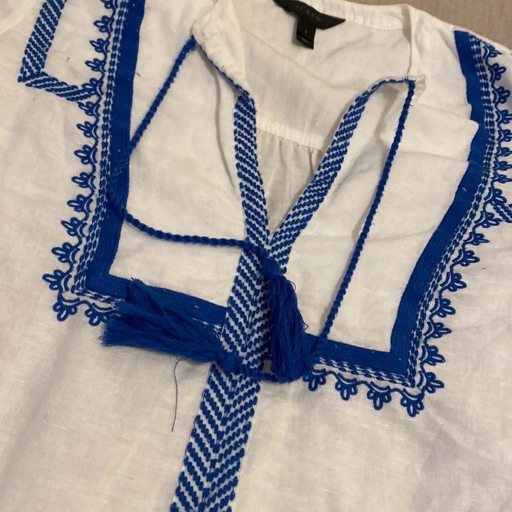 J. Crew White Linen Blend Blouse. Size 2